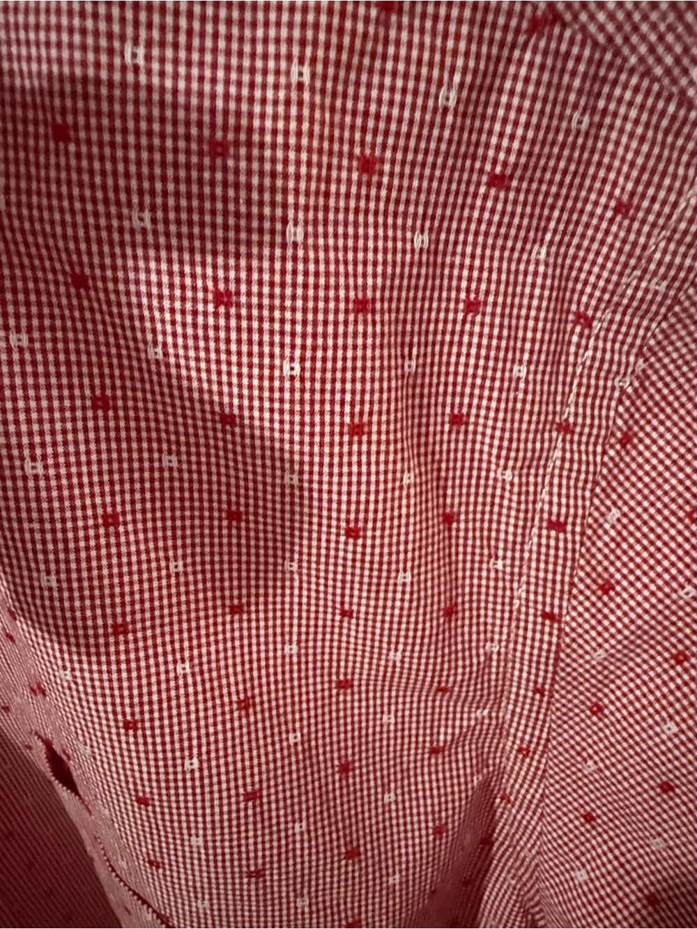 Club Room Upcycled Red Short-Sleeve Button-Down Shirt with Ruffle Collar - Picture 3 of 5